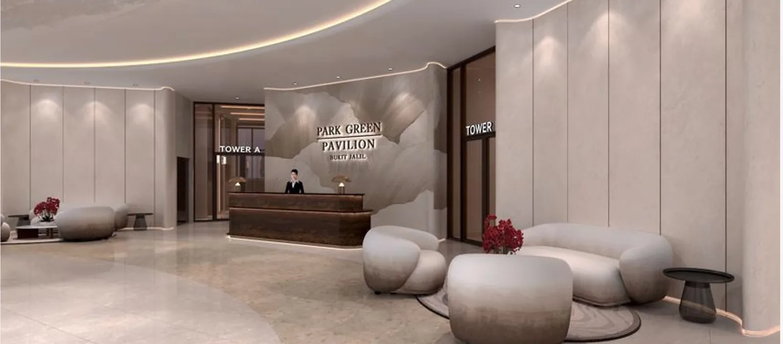 Park Green Pavilion Tower A grand drop-off lobby with concierge desk